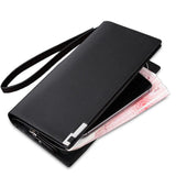 Men's Long PU Wallet Zippered Clutch Business Bag