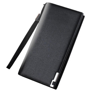 Men's Long PU Wallet Zippered Clutch Business Bag