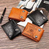 Men's Short Wallet PU Leather Half Casual Dollar Pattern Double Buckle