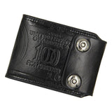 Men's Short Wallet PU Leather Half Casual Dollar Pattern Double Buckle