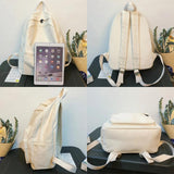 Large Capacity School Backpack Solid Cotton Canvas Schoolbag Teenage Girl Bookba