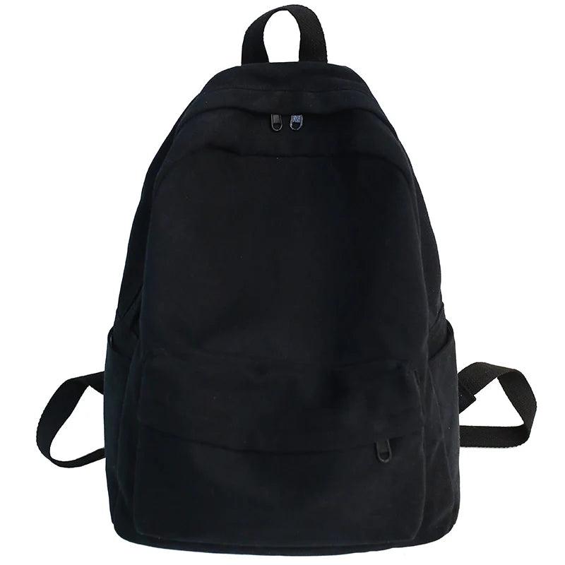 Large Capacity School Backpack Solid Cotton Canvas Schoolbag Teenage Girl Bookba
