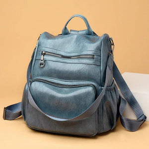 Vintage PU Leather Travel Women Shopping Backpack Large Capacity Schoolbags