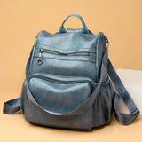 Vintage PU Leather Travel Women Shopping Backpack Large Capacity Schoolbags