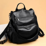 Vintage PU Leather Travel Women Shopping Backpack Large Capacity Schoolbags