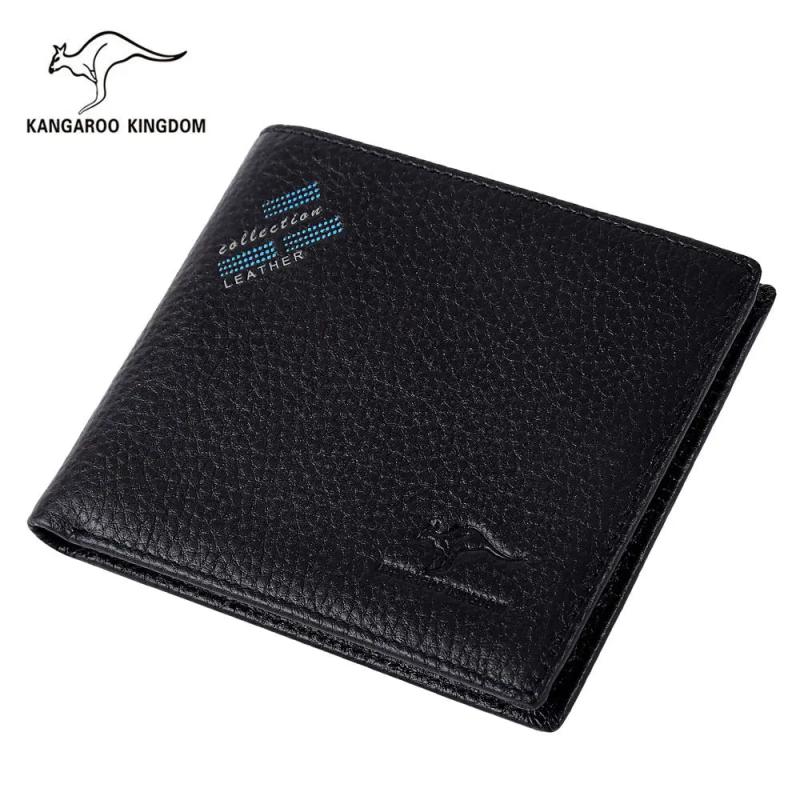 Kangaroo Kingdom Men Wallets Leather Short Wallet Male Pocket Leather Purse