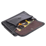 Short Trifold Leather Men Wallet with Hasp