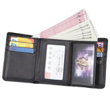 Short Trifold Leather Men Wallet with Hasp