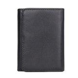 Short Trifold Leather Men Wallet with Hasp