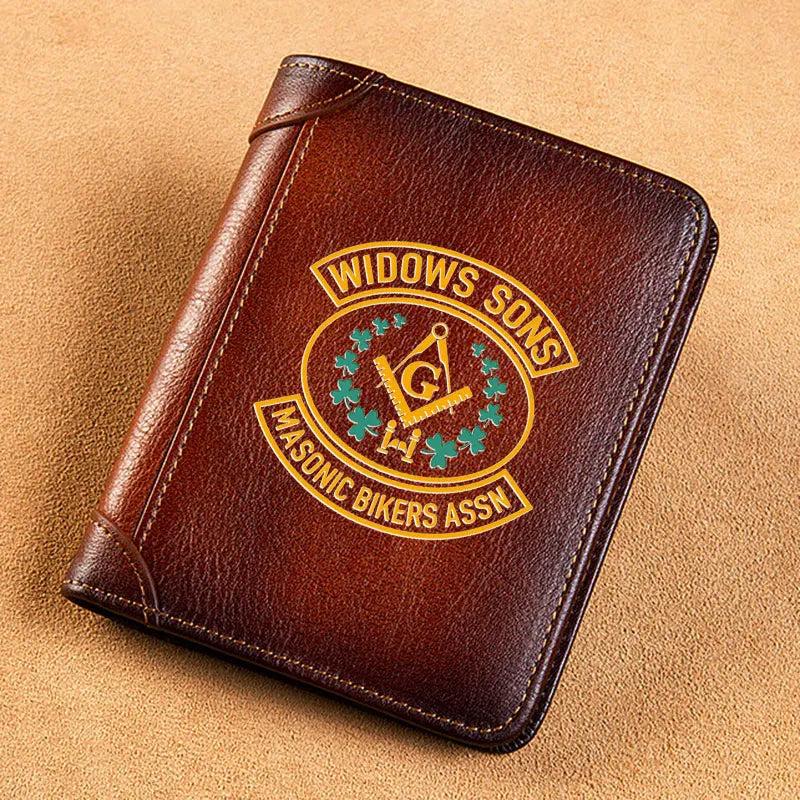 Leather Wallet Widows Sons Masonic Bikers Assn Printing Purse