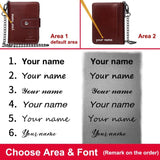 Engraved RFID Short Wallet Men Leather PhotoPurse