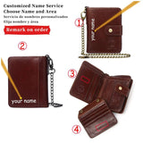 Engraved RFID Short Wallet Men Leather PhotoPurse
