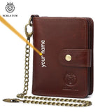Engraved RFID Short Wallet Men Leather PhotoPurse