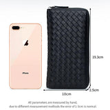 Men's Woven Leather Wallet Clutch Bag with Large Capacity