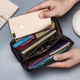 Men's Woven Leather Wallet Clutch Bag with Large Capacity