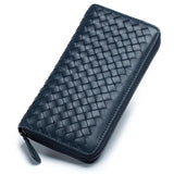 Men's Woven Leather Wallet Clutch Bag with Large Capacity