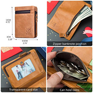 Leather Men's Wallet RFID Blocking Bi-Fold Classic Style