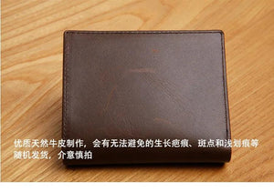 Men's Cow Leather Short Wallet Small Purse