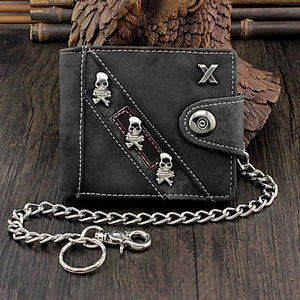 Skull Canvas Wallet with Chain