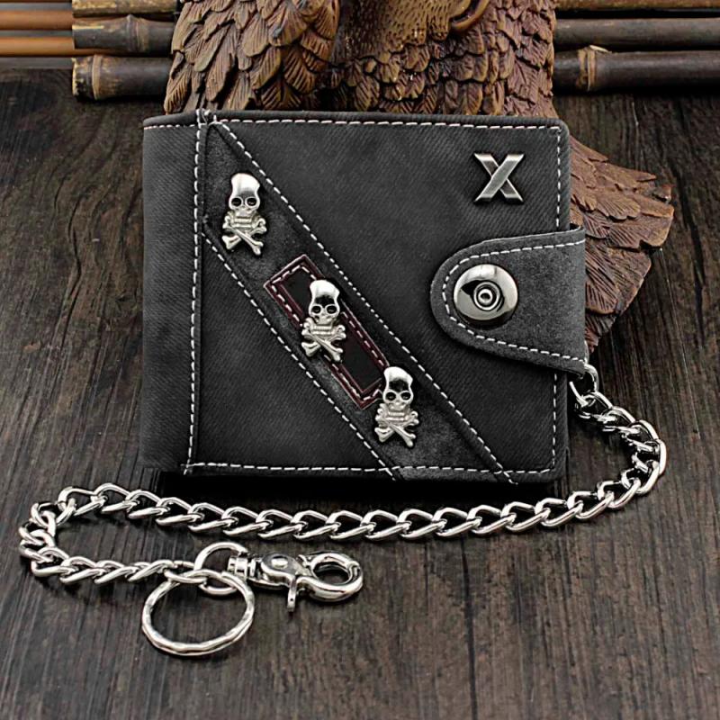 Skull Canvas Wallet with Chain