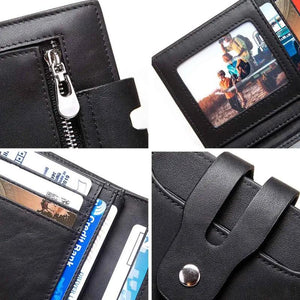 RFID Cow Leather Wallet Men Short Purse Male Slim Portomonee Small Min Walet