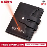 RFID Cow Leather Wallet Men Short Purse Male Slim Portomonee Small Min Walet