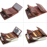 Men's Trifold Leather Wallet with Blocking Portable Lightweight