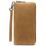 Men's Long Wallet Top Cowhide Clutch Bag Functional Cow Leather Handbag