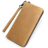 Men's Long Wallet Top Cowhide Clutch Bag Functional Cow Leather Handbag