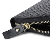 Cowhide Leather Long Men Wallet Business Woven Pattern High Leather Wallet