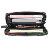 Cowhide Leather Long Men Wallet Business Woven Pattern High Leather Wallet