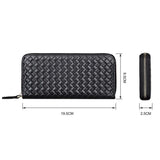 Cowhide Leather Long Men Wallet Business Woven Pattern High Leather Wallet