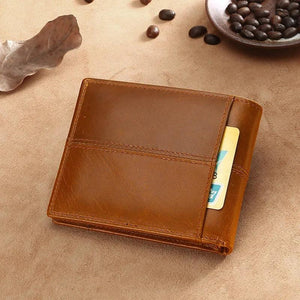 RFID Antimagnetic Leather Men's Wallet Short Purse
