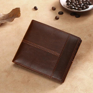 RFID Antimagnetic Leather Men's Wallet Short Purse