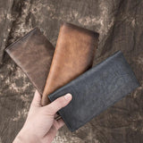 Classic Leather Men's Bifold Wallet Long Clutch Purse