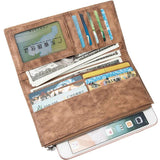 Classic Leather Men's Bifold Wallet Long Clutch Purse