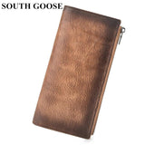 Classic Leather Men's Bifold Wallet Long Clutch Purse