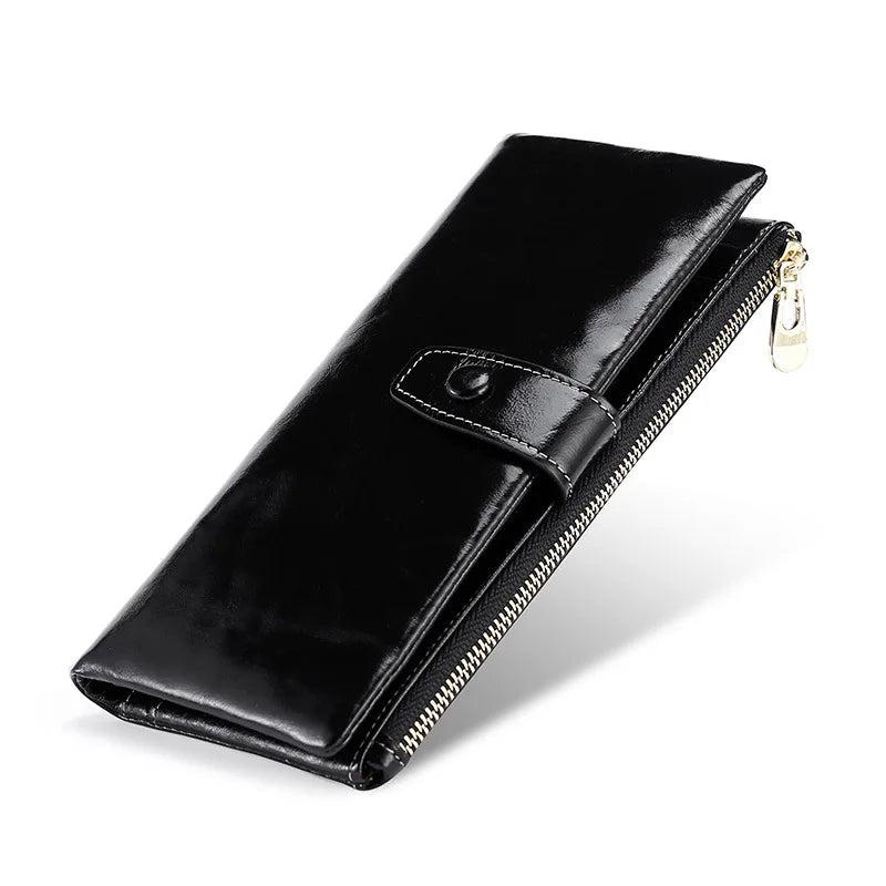 RFID Anti-Theft Leather Clutch Wallet for Men and Women