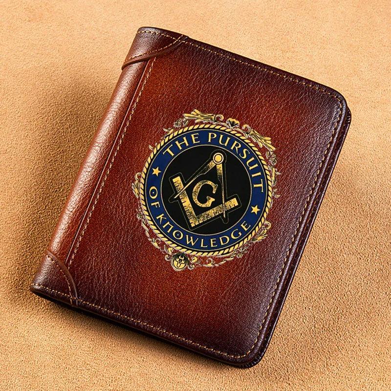 High Leather Wallet Masonic Pursuit Of Knowledge Standard Purse