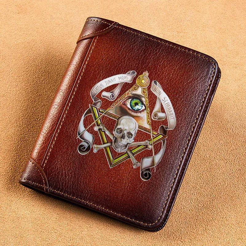 Leather Wallet Eye of God Masonic Skull Print Standard Purse BK463