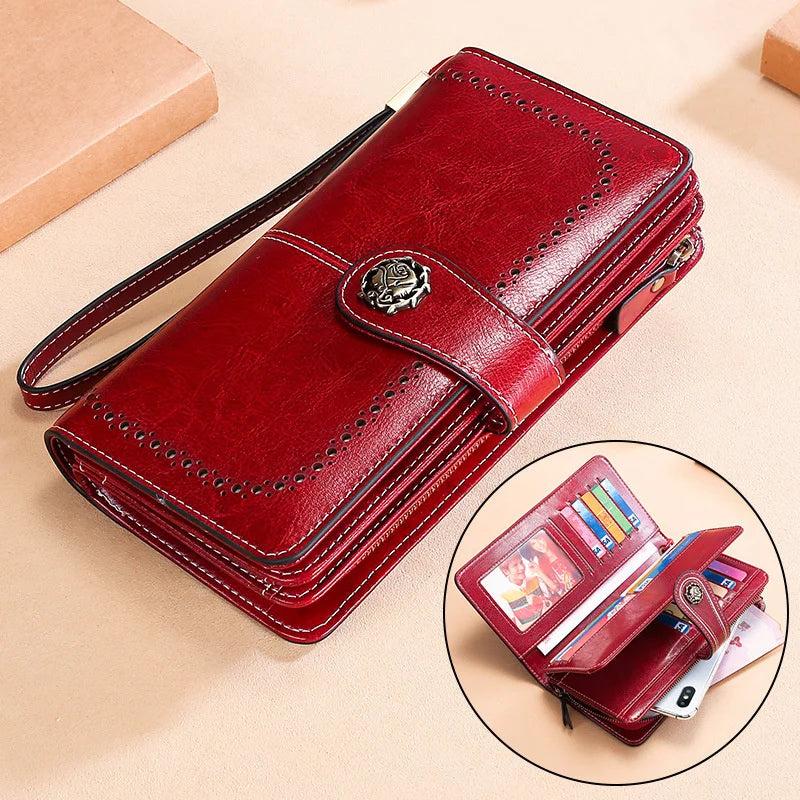 RFID Leather Handbag Large Capacity Long Lady's Purse