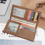 Men's Crazy Horse Leather Long RFID Wallet Anti theft US Dollar Clip