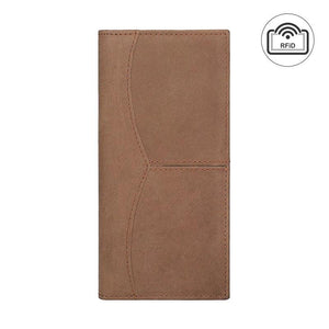 Men's Crazy Horse Leather Long RFID Wallet Anti theft US Dollar Clip