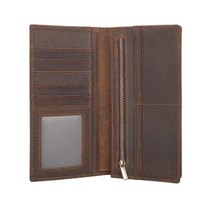 Leather Men's Wallet Crazy Horse Long slot Dollar Wallet