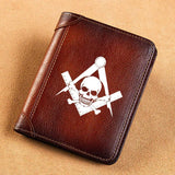 High Leather Wallet with Masons Skull Printing Purse