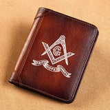Leather Masonic Symbol Wallet Faith Hope Charity BK900