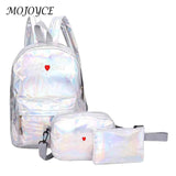 3Pcs/Set Solid Leather Backpack School Bag Travel Shopping