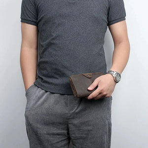 Crazy Horse Leather Wallet Men's Long Clutch Bag 8032R