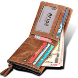 Anti-theft RFID Men's Wallet Crazy Horse Leather