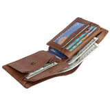 Men Short Bifold Leather Wallet with Coin Pocket